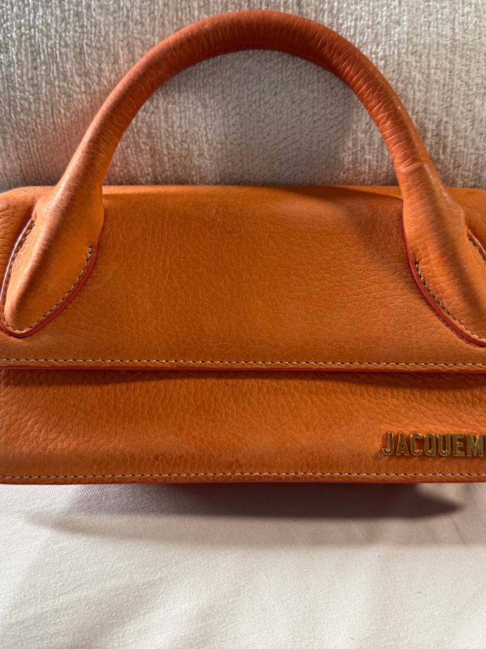 Jacquemus Orange Suede Chiquito Top Handle Crossbody Bag